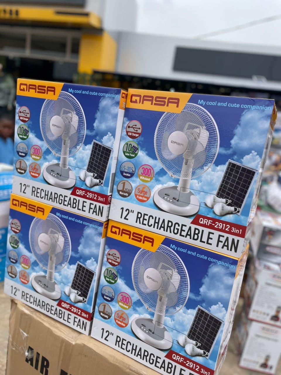 12” QASA SOLAR RECHARGEABLE TABLE FAN(3in1)